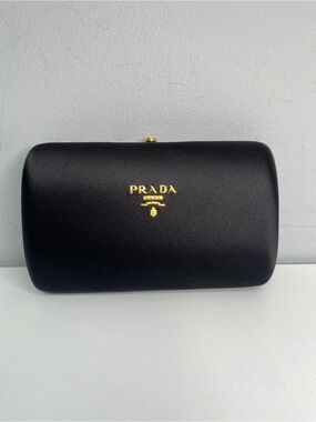 Rare Prada Pochette Box Raso En Satin Black